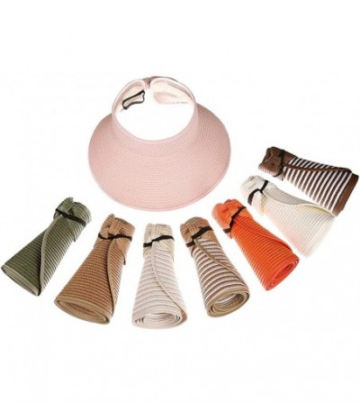 Sun Hats Womens Summer Foldable Straw Sun Visor Hat Wide Brim Roll Up Beach Hat Cap Sun Hats with Bow - CH18QXOANMT