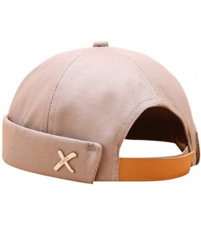 Baseball Caps Fashion Docker Leon Harbour Mechanic Hat Watch Cap Breathable Retro Brimless Beanie Hat Unisex - Khaki - CZ18U0...