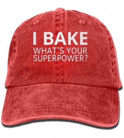 Cowboy Hats I Bake- What's Your Superpower Trend Printing Cowboy Hat Fashion Baseball Cap for Men and Women Black - Red - CK1...