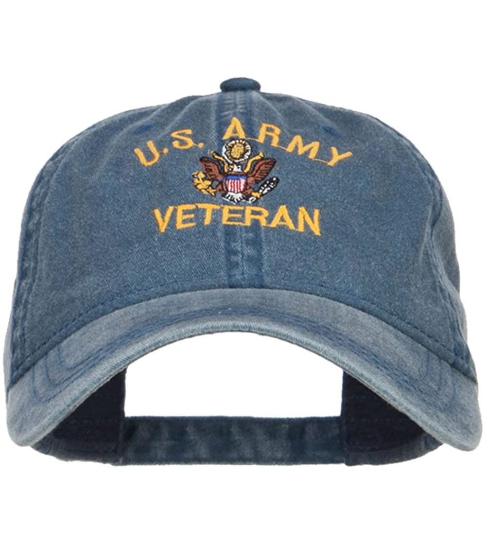 Baseball Caps US Army Veteran Military Embroidered Washed Cap - Navy - C117XX5E8LN
