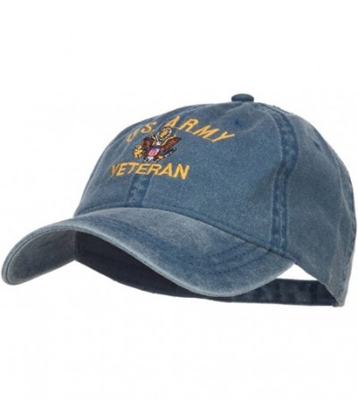 Baseball Caps US Army Veteran Military Embroidered Washed Cap - Navy - C117XX5E8LN
