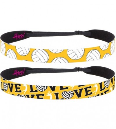 Headbands Cute Adjustable No Slip I Love Volleyball Headbands for Girls & Women - Volleyball Yellow 2pk - C7188G5NTZA