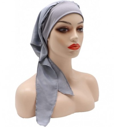 Skullies & Beanies Chemo Cancer Head Scarf Hat Cap Tie Dye Pre-Tied Hair Cover Headscarf Wrap Turban Headwear - Grey - CJ18R8...