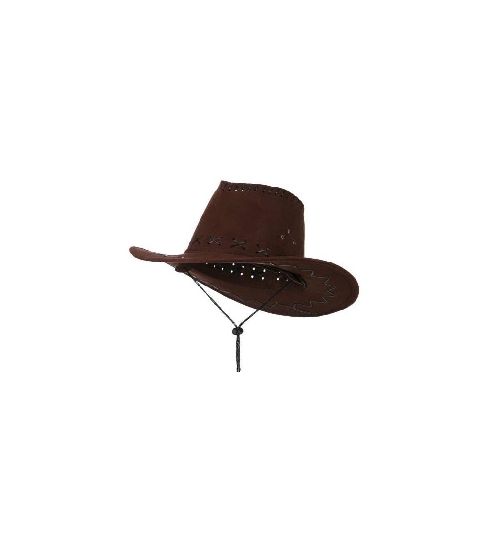 Cowboy Hats Stitched Suede Cowboy Hat - Brown - CR11KNJJLIR