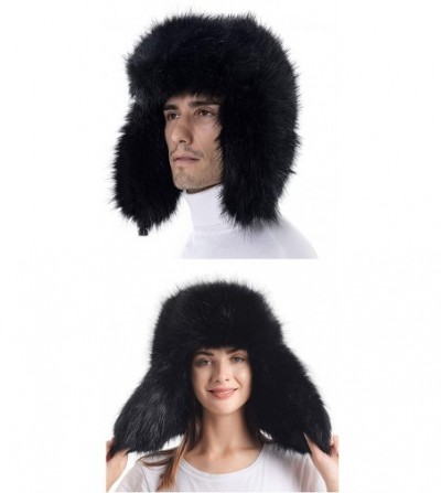 Bomber Hats Women's Faux Fur Ushanka Hat Adjustable Winter Trapper Russian Soviet Hat for Men Skiing - Black - CE18WWQM7RH