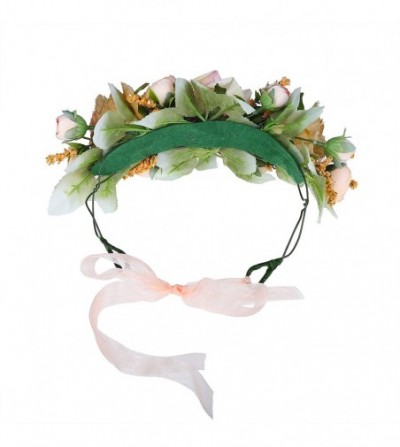 Headbands Bohemia Big Lilies Floral Crown Party Wedding Hair Wreaths Hair Bands Flower Headband (Cream white-1) - CD18KMDWCQY