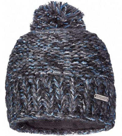 Skullies & Beanies Women's Venezia Knit Beanie - Black/Blue Tweed - C612O0FS9NK