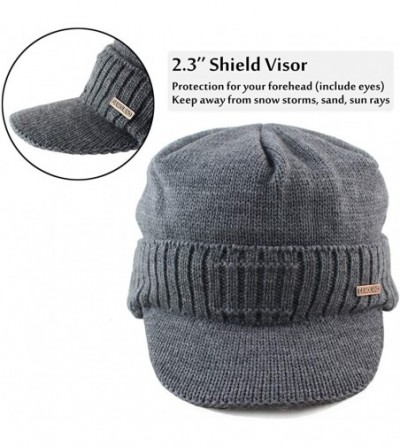 Skullies & Beanies Winter Beanie w/Visor & Earflaps for Men Outdoor Fleece Hat Scarf Set - Beanie Gray - C718HWC25GM