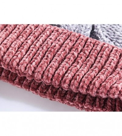 Skullies & Beanies Womens Winter Beanie Hat Scarf Set Warm Fuzzy Knit Hat Neck Scarves - A-pink - CC18ZDOSS08
