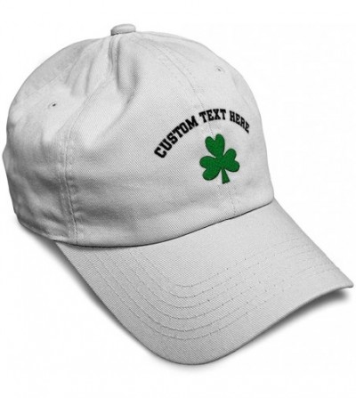 Baseball Caps Custom Soft Baseball Cap Shamrock Embroidery Dad Hats for Men & Women - White - CM18SKR92M0