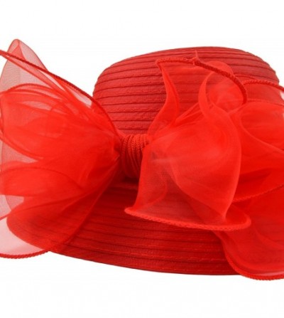 Bucket Hats Lady Church Derby Dress Cloche Hat Fascinator Floral Tea Party Wedding Bucket Hat S051 - Red - CK18C802WLK