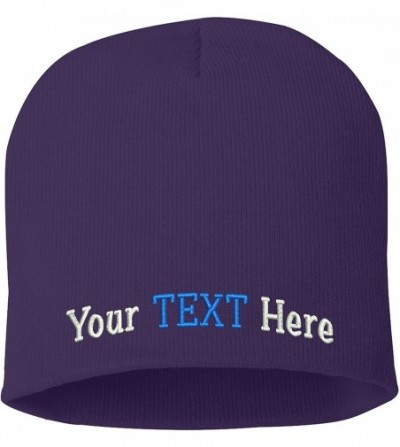 Skullies & Beanies Skull Knit Hat with Custom Embroidery Your Text Here or Logo Here One Size SP08 - Purple Knit W/ Text - CX...