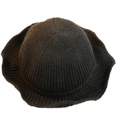 Bucket Hats Women's Knit Foldable Wool Blend Warm Church Cloche Cap Bucket Hat Bowler Hats - Dark Grey - C8188OAW0YN