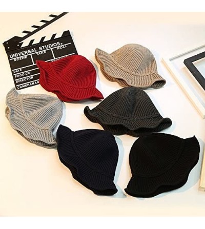 Bucket Hats Women's Knit Foldable Wool Blend Warm Church Cloche Cap Bucket Hat Bowler Hats - Dark Grey - C8188OAW0YN
