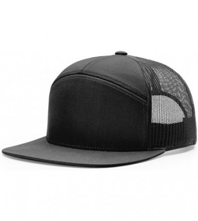 Baseball Caps Richardson 7 Panel Mesh Trucker Hat - Black - CL188LINRMT