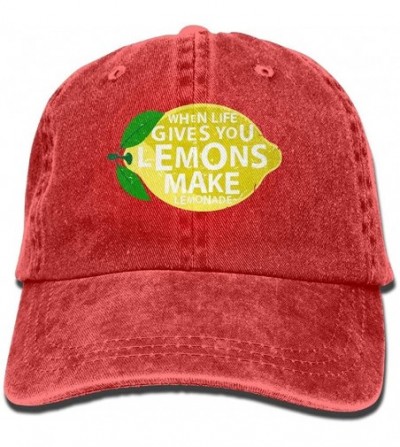 Baseball Caps When Life Gives You Lemons- Make Lemonade Vintage Adjustable Baseball Caps Denim Hat - Red - C61894OCUZI