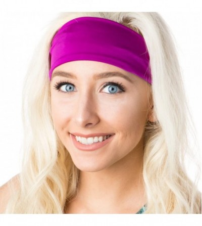 Headbands Xflex Basic Adjustable & Stretchy Wide Softball Headbands for Women Girls & Teens - Lightweight Basic Fuchsia - CS1...
