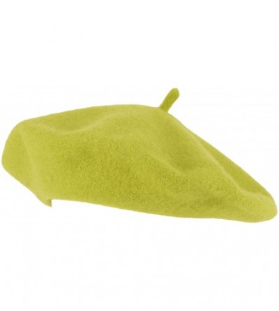 Berets Wool French Beret for Men and Women in Plain Colours - Lime - CK18QXUSQ29