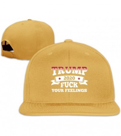 Baseball Caps Trump 2020 Fuck Your Feeling Snapback Hat Adjustable Casual Flat Bill Baseball Caps Men - Yellow - C9196XQYGZ8