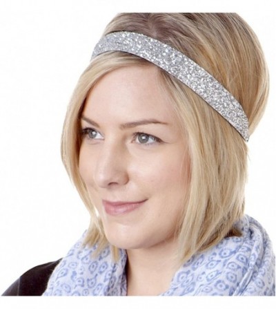 Headbands Women's Adjustable Non Slip Wide Bling Glitter Headband Silver Multi Pack - Silver & Purple 2pk - CV195E8UZZ4
