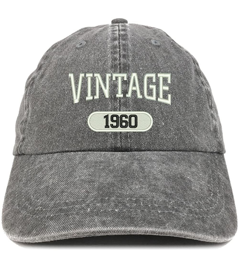 Baseball Caps Vintage 1960 Embroidered 60th Birthday Soft Crown Washed Cotton Cap - Black - CB180WWWGQK
