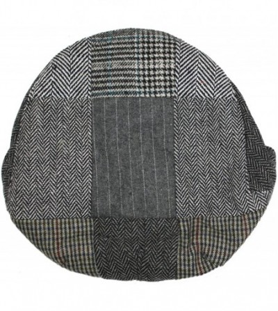 Newsboy Caps Tweed Patchwork Newsboy Driving Cap with Quilted Lining - Gray Patchwork Lg/Xl - CU125J23EH1