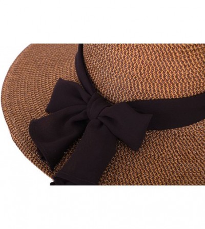 Sun Hats Women's Summer Foldable Wide Brim Beach Straw Sun Visor Hats - 280_brown - C811MAP0E5Z