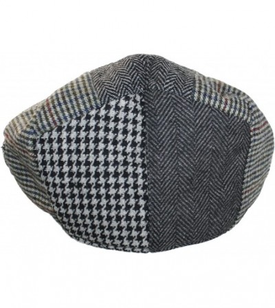 Newsboy Caps Tweed Patchwork Newsboy Driving Cap with Quilted Lining - Gray Patchwork Lg/Xl - CU125J23EH1