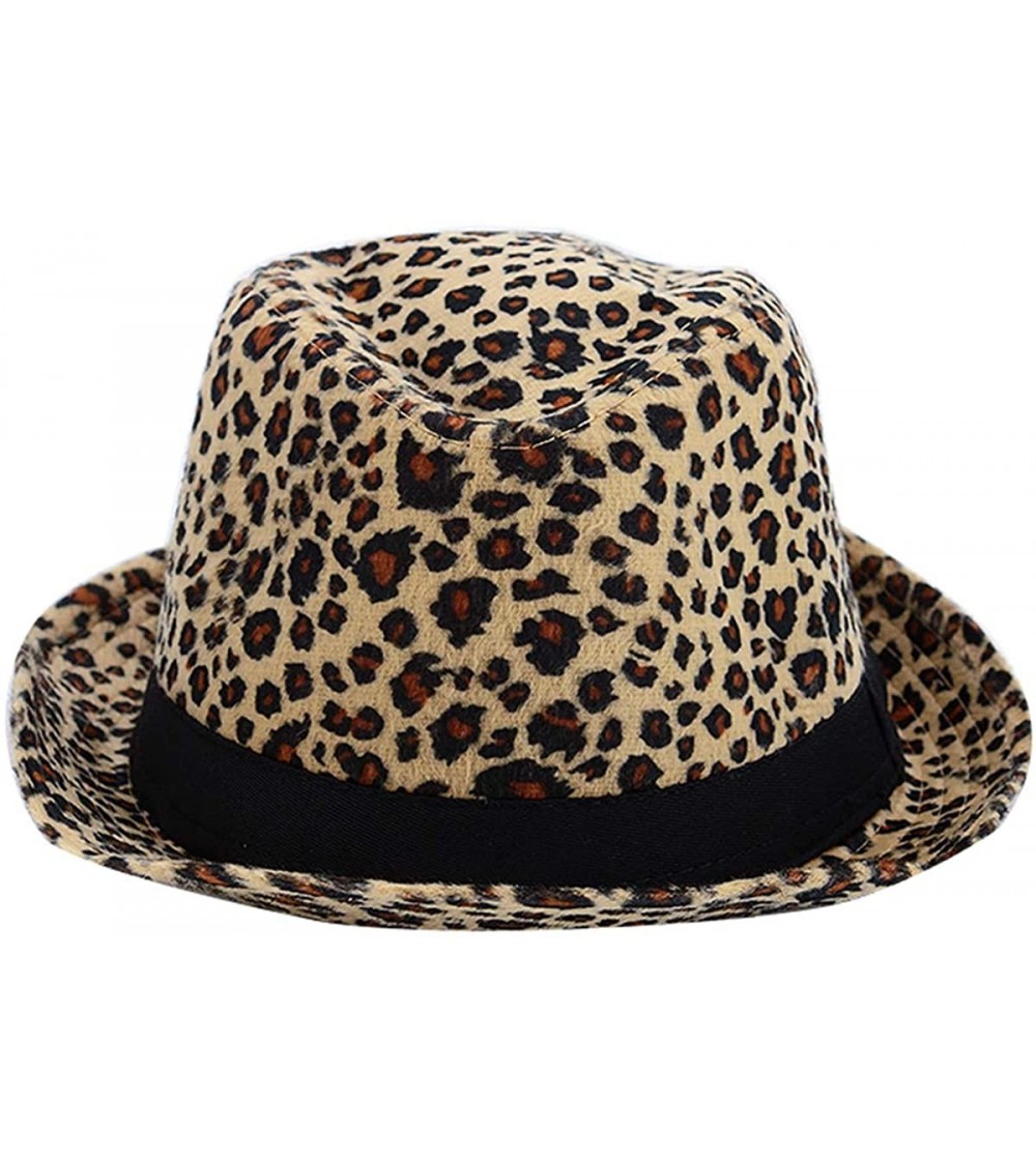 Fedoras Leopard Print Fedora Soft Outdoor Hat Cap Men Women Jazz Hat - Light Yellow - CF18AUD68I6