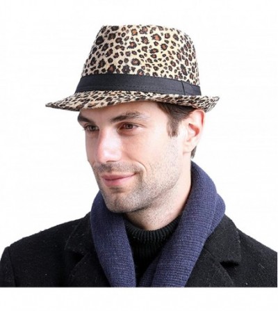 Fedoras Leopard Print Fedora Soft Outdoor Hat Cap Men Women Jazz Hat - Light Yellow - CF18AUD68I6