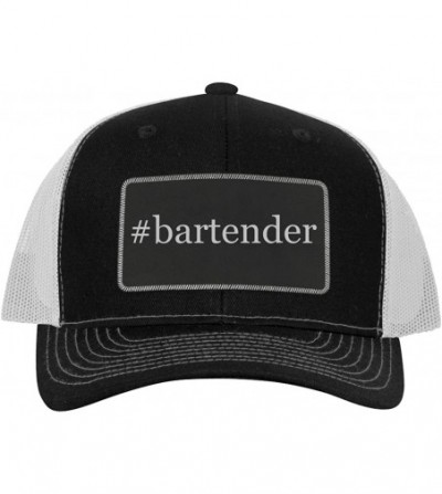 Baseball Caps Bartender - Leather Hashtag Black Metallic Patch Engraved Trucker Hat - Black\white - C218Z9SUSLN