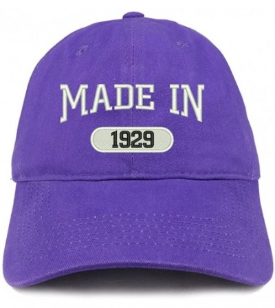 Baseball Caps Made in 1929 Embroidered 91st Birthday Brushed Cotton Cap - Purple - CS18C9LMW9Y