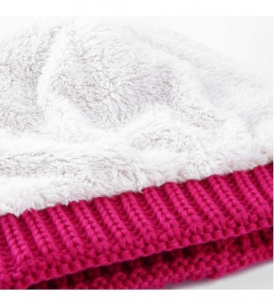 Skullies & Beanies Women's Knitted Messy Bun Hat Ponytail Beanie Baggy Chunky Stretch Slouchy Winter - Hot Pink - CL18YTQNW32