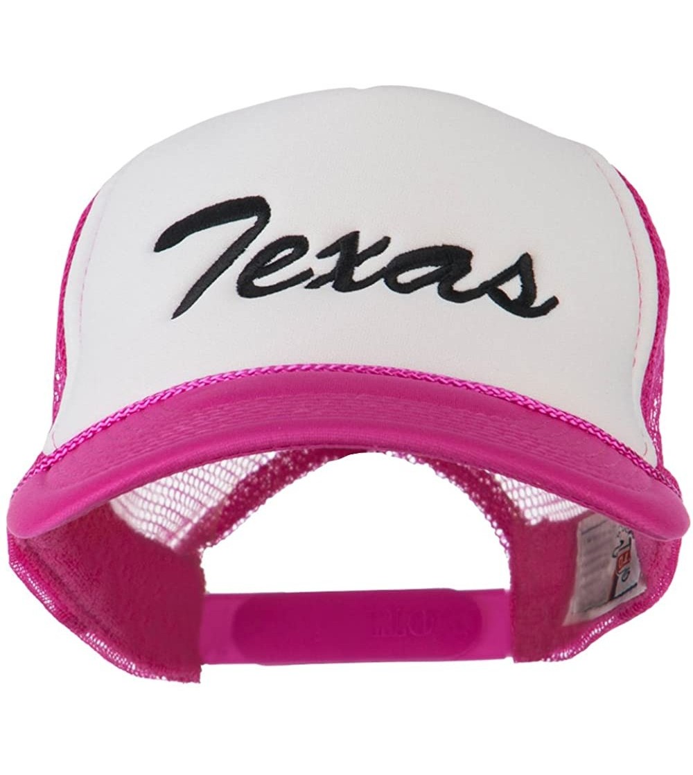 Baseball Caps Mid States Texas Embroidered Foam Mesh Back Cap - Hot Pink White - CK11M6KGU53