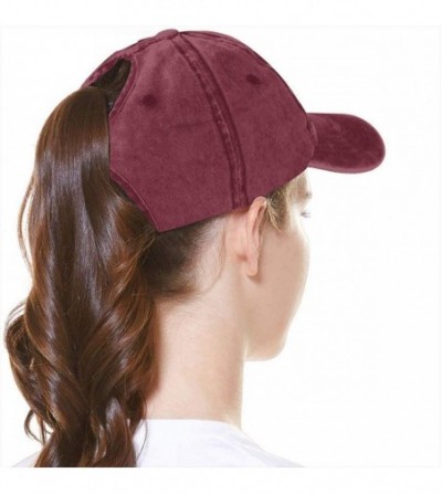 Baseball Caps Mama Bear Denim Hat Adjustable Female Stretch Baseball Hats - Ponytail Red - C118SYI94W6