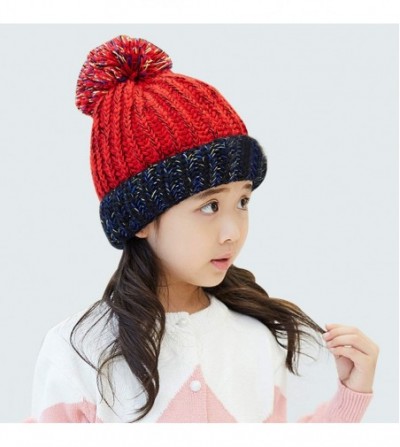 Skullies & Beanies Women Winter Knit Beanie- Thickened Windproof Hat- Warm Lining Trendy Warm Cap - Red - CU18AUT4I72