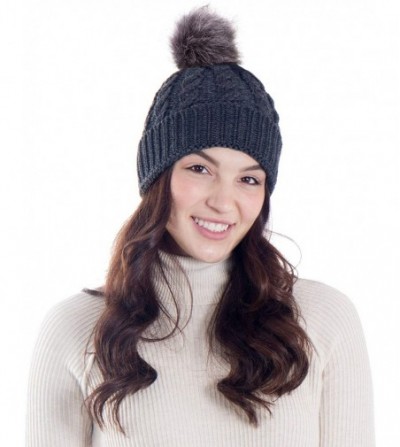 Skullies & Beanies Women's Knit Winter Hat Pom Pom Beanie - Heather Grey Pom - C018HK9WOOX