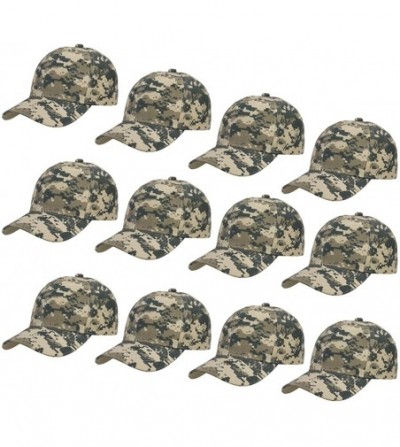 Baseball Caps Wholesale 12-Pack Baseball Cap Adjustable Size Plain Blank Solid Color - Digital Camouflage. - C7195U8G29C