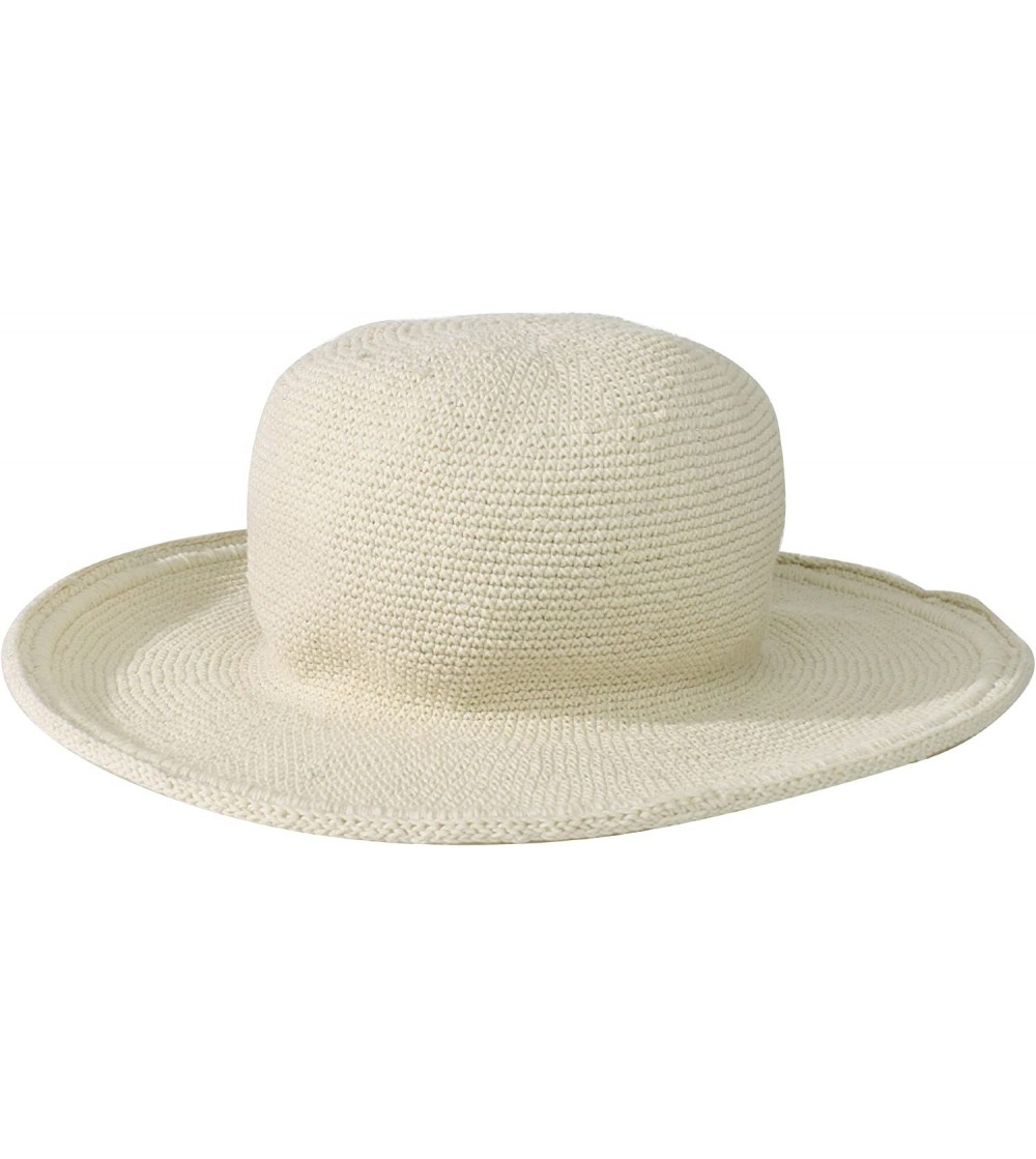 Sun Hats Women's Cotton Crochet Floppy Hat with 3 Inch Brim - Natural - CG1171D03D5