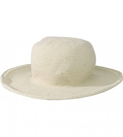 Sun Hats Women's Cotton Crochet Floppy Hat with 3 Inch Brim - Natural - CG1171D03D5