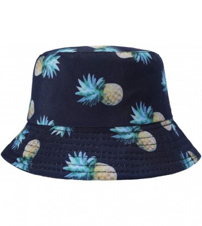 Bucket Hats Unisex Cute Print Bucket Hat Summer Fisherman Cap - Black Pineapple - C319045XL25