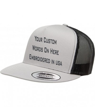 Baseball Caps Custom Trucker Flatbill Hat Yupoong 6006 Embroidered Your Text Snapback - Silver/Black - CS1887O4W02