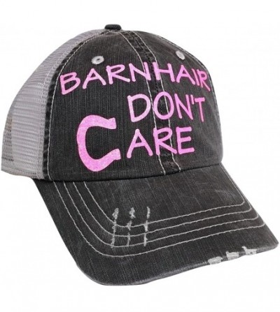 Baseball Caps Women's Barn Hair Don't Care Horseshoe Bling Baseball Cap - Grey/Pink - CV187CYQMGW