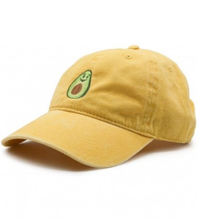Baseball Caps Mens Embroidered Adjustable Dad Hat - Avocado Embroidered (Yellow) - CJ18AEI483X