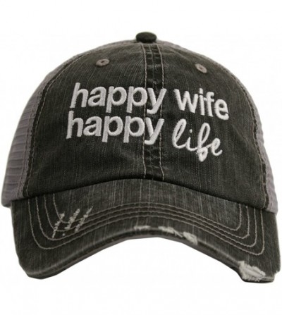 Baseball Caps Happy Wife Happy Life Women's Trucker Hat - Gray - CE17YT8M4GD