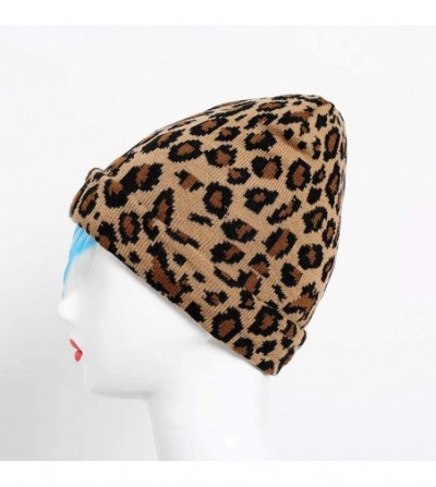 Skullies & Beanies Unisex Classic Knit Beanie Women Men Winter Leopard Hat Adult Soft & Cozy Cute Beanies Cap - Yellow - CP19...