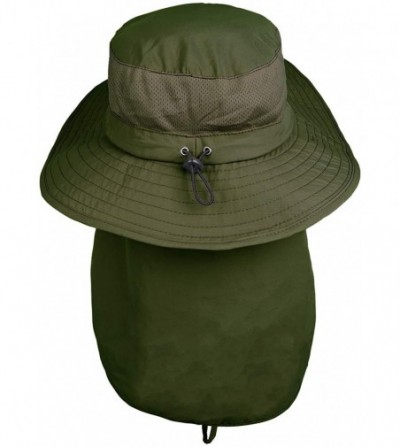 Sun Hats Unisex Outdoor Hats Wide Brim Sun Hat with Neck Flap Cover UPF 50+ - Armygreen - CC18RHE29MU