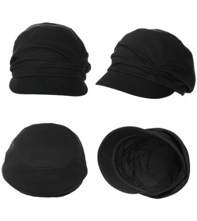 Newsboy Caps 2019 New Womens Newsboy Cabbie Beret Cap Cloche Cotton Painter Visor Hats - 69155_black - C5120XDT2ZJ