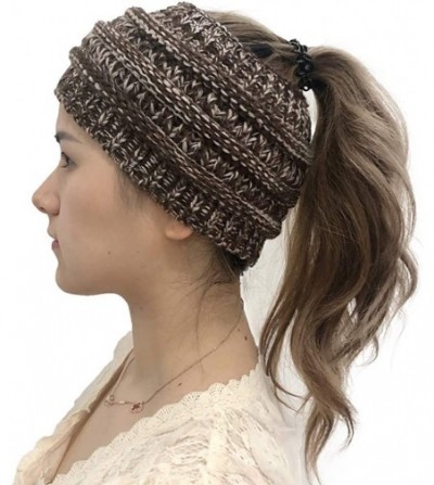 Skullies & Beanies Women Fashion Outdoor Solid Splice Hats Crochet Knit Holey Beanie Cap Headband - Coffee - C818A0ZO5D0