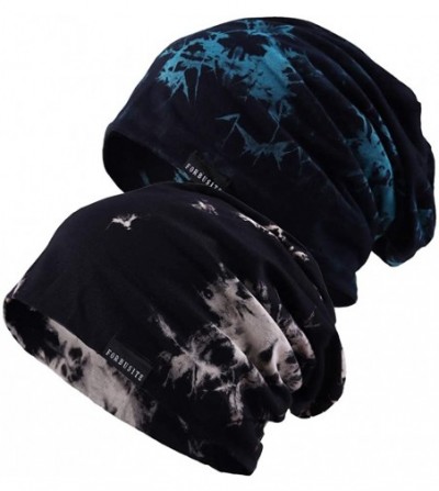 Skullies & Beanies Mens Slouchy Beanie Hat Thin Baggy Summer Skull Cap - Black/Blue - C118U8389W2